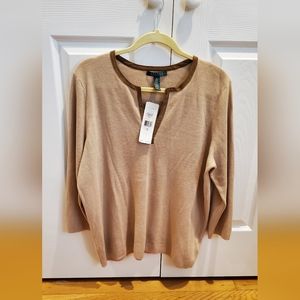 RALPH LAUREN 1X NWT Tan Brown Sweater